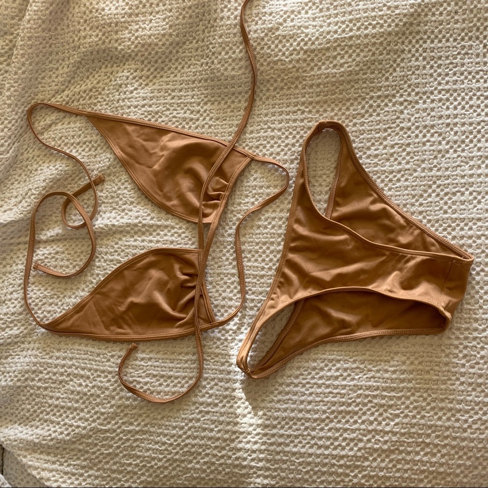 Two piece bikini wrap around top